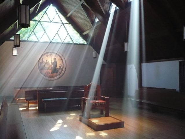 light streaming into church